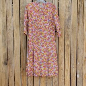 Floral Coral and Yellow Midi Dress - Women's